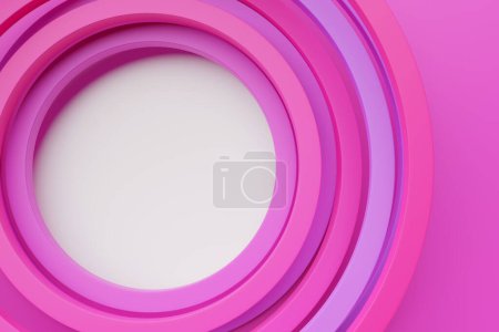 Foto de Representación 3D abstracta de color rosa y blanco fractal redondo, portal. Espiral redonda abstracta. - Imagen libre de derechos