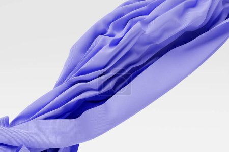 Photo for 3d illustration of  purple   glowing color lines. red cloth line  on white  isolated background - Royalty Free Image