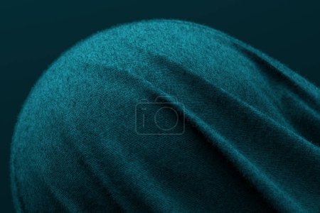 Foto de 3d ilustración de una bola verde debajo de un pedazo azul de tela sobre un fondo monocromo. Patrón de geometría. - Imagen libre de derechos