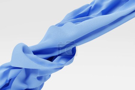 Photo for 3D illustration of the   blue carbon fabric design element. Close up of the cloth material flying - Royalty Free Image