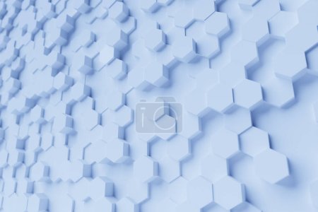 Foto de 3d ilustración de un panal de abeja azul monocromo panal para miel. Patrón de formas geométricas hexagonales simples, fondo de mosaico. - Imagen libre de derechos