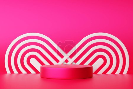 Photo for Pink   realistic 3d cylinder pedestal podium. Abstract  rendering geometric platform. Product display presentation. Minimal scene. - Royalty Free Image