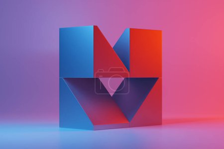 Photo for Abstract shape against pink  and blue background, 3D illustration.  Smooth shape 3d rendering - Royalty Free Image