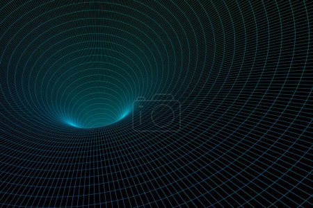 Photo for 3d illustration of a portal from a circle,  walkway  A close-up of a square  dark  tunnel. - Royalty Free Image