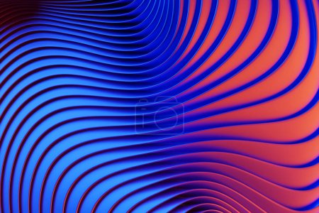 Foto de 3d ilustración de un fondo clásico de degradado abstracto rosa y azul con líneas. Impresión de las olas. Textura gráfica moderna. Patrón geométrico. - Imagen libre de derechos