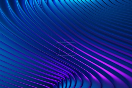 Photo for 3D illustration  blue stripes in the form of wave waves, futuristic background. - Royalty Free Image
