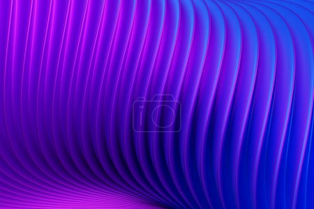 Foto de 3D illustration  purple stripes in the form of wave waves, futuristic background. - Imagen libre de derechos