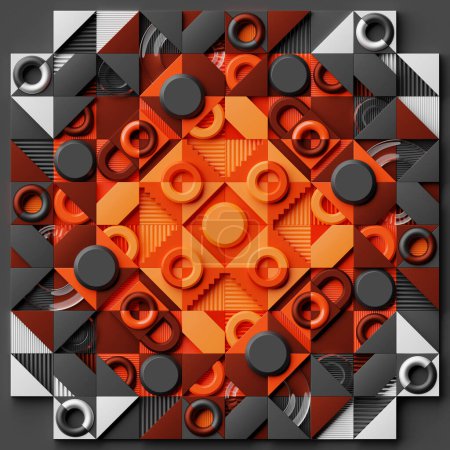 Foto de Representación 3d abstracta, composición geométrica colorida, diseño de fondo - Imagen libre de derechos