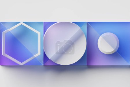 Photo for Close-up 3d  colorful  illustration. Simple geometric shapes, 3D illustration. Abstract colored minimalistic composition. - Royalty Free Image