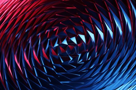 Foto de Representación 3D. Patrón geométrico azul y rojo. Patrón minimalista de formas simples. Textura simétrica creativa brillante - Imagen libre de derechos