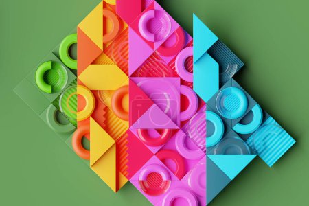 Photo for 3D abstract  colorful geometric shapes. Memphis inspired. 3D illustration - Royalty Free Image