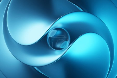 Photo for Abstract  blue  shape against black   background, 3D illustration.  Smooth shape 3d rendering - Royalty Free Image