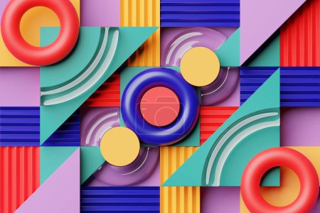 Photo for 3D multicolor geometric shapes . Abstract  design elements. Dynamic  abctract  pattern, 3D illustration - Royalty Free Image