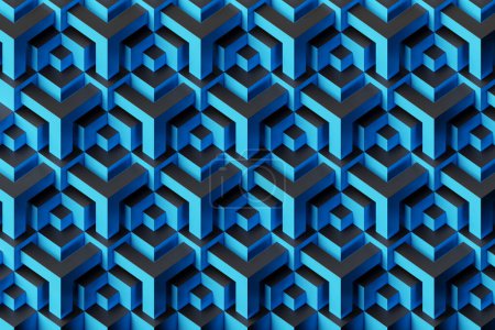 Photo for Dynamic  abctract  pattern.  Blue  and black geomatric line background. 3D illustration - Royalty Free Image