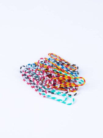Photo for Colorful collection set of Paper Clips on white   paper. ready for your design - Royalty Free Image