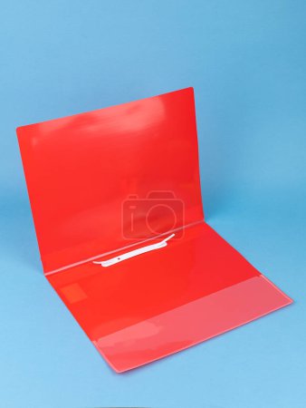 Photo for Red plastic folder with documents and documents. maintaining contracts. isolated white copy space - Royalty Free Image
