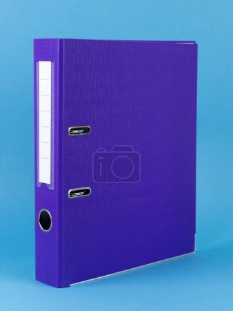 Photo for Purple Office folder on blue background. Office Folder Template - Royalty Free Image