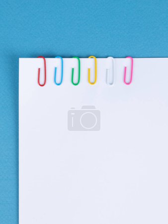 Photo for Colorful collection set of Paper Clips on white  paper. ready for your design - Royalty Free Image
