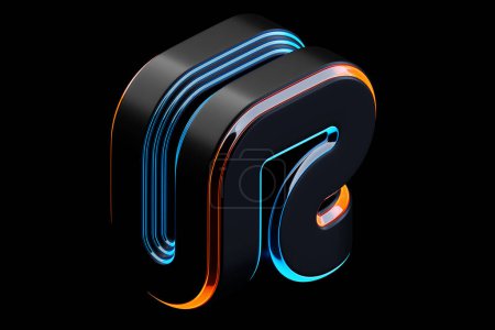 Photo for Abstract shape against black background, 3D illustration.  Smooth shape 3d rendering - Royalty Free Image