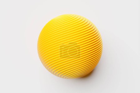 Téléchargez les photos : Illustration 3d drôle boule rayée jaune rose sur fond blanc isolé - en image libre de droit