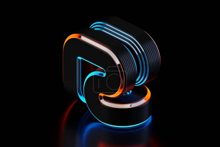 Photo for 3D illustration, neon illusion isometric abstract shapes colorful shapes intertwined - Royalty Free Image