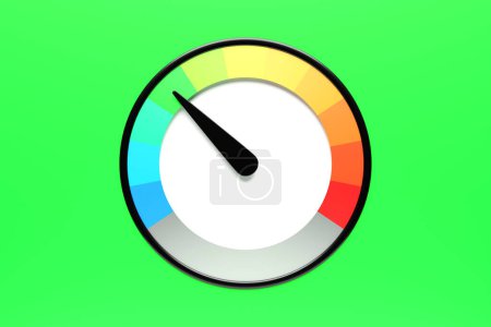 Photo for 3d illustration of speed measuring speed icon. Colorful speedometer icon, speedometer pointer points to yellow normal color - Royalty Free Image