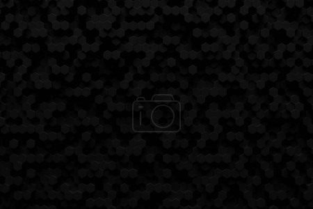 Foto de 3d illustration of a  black  honeycomb monochrome honeycomb for honey. Pattern of simple geometric hexagonal shapes, mosaic background. - Imagen libre de derechos