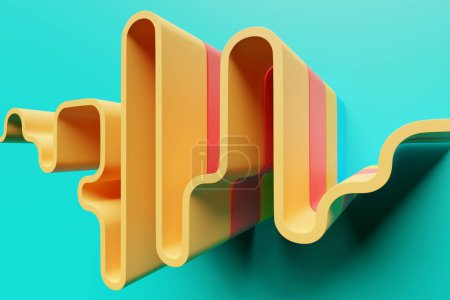 Photo for 3d illustration of a  colorful  geometric  lines, stripes similar to waves  . Futuristic shape, abstract modeling. - Royalty Free Image