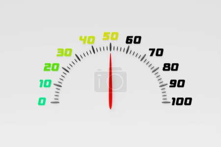 Foto de 3D illustration close-up black panel of a car, digital bright speedometer in a sporty style on a white isolated background - Imagen libre de derechos