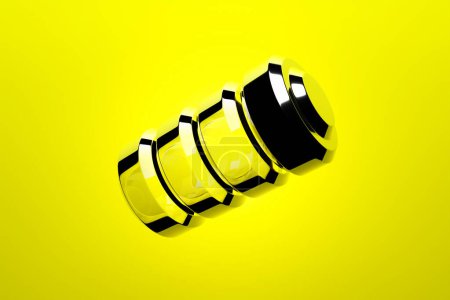 Téléchargez les photos : Gros plan Illustration 3D de la valeur des indicateurs jaunes sur une batterie sur fond jaune. - en image libre de droit