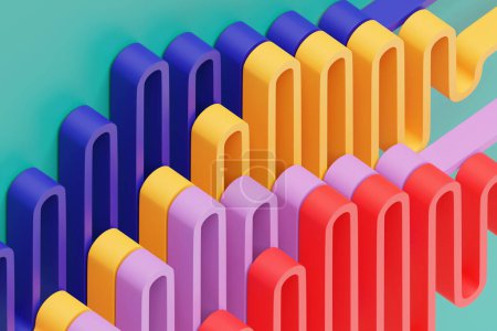 Photo for Abstract  gradient and geometric stripes pattern. Linear   colorful  pattern, 3D illustration. - Royalty Free Image