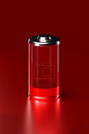 Photo for 3d illustration of red battery on red background - Royalty Free Image