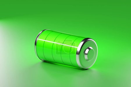 Foto de Icono de batería con indicador verde. Batería del teléfono, estación de carga eléctrica. Ilustración 3D - Imagen libre de derechos