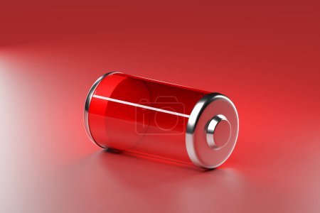 Photo for Battery icon with red indicator. Phone battery, electric charging station.3D illustration - Royalty Free Image