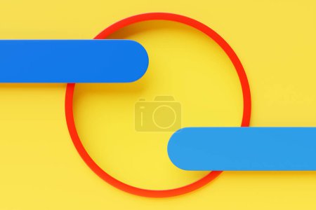 Téléchargez les photos : Rendu 3D fractale ronde rouge, tore, portail sur fond isolé monocrome jaune - en image libre de droit