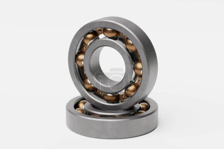 Photo for 3D illustration set of  roller bearing on white background isolated. Metal  autotechnology background.  Part of the car - Royalty Free Image