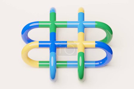 Photo for 3D illustration colorful geometric figure on a white background. Fantastic shape. Simple geometric shapes. - Royalty Free Image