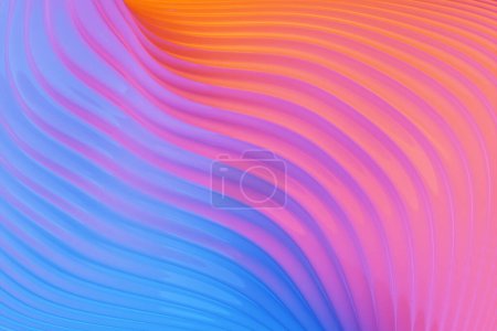 Foto de 3d ilustración de una tira estéreo de diferentes colores. Rayas geométricas similares a las ondas. Resumen azul y rosa brillante patrón de líneas de cruce - Imagen libre de derechos