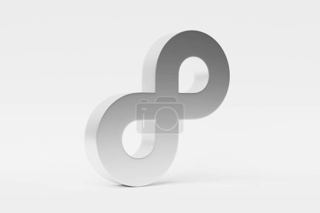Foto de Ilustración 3D de un signo de infinito volumétrico blanco sobre un fondo monocromo - Imagen libre de derechos