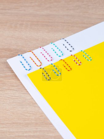 Photo for Colorful collection set of Paper Clips on  white  paper. ready for your design - Royalty Free Image