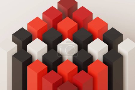 Foto de 3d ilustración cuadrados de colores sobre fondo monocromo, patrón. Fondo de geometría - Imagen libre de derechos