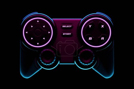 Game controllers gamepads.  Realistic 3d illustration blue   element In plastic cartoon style. Modern game joystick.