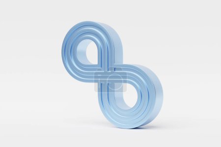 Téléchargez les photos : Illustration 3D d'un signe volumétrique bleu à l'infini sur fond blanc - en image libre de droit