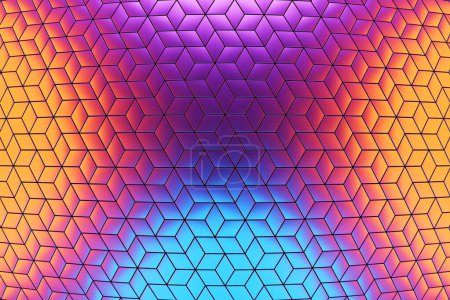 Photo for 3D rendering. Blue and pink   pattern of different shapes. Minimalistic pattern of simple shapes. Bright creative symmetric texture - Royalty Free Image