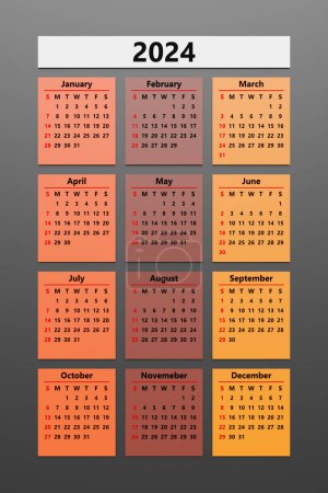 Foto de Calendario 2024 semana, 12 meses, plantilla de planificador de diseño corporativo. - Imagen libre de derechos