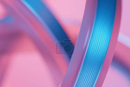 Foto de Abstract  gradient and geometric stripes pattern. Linear  pink and blue    pattern, 3D illustration. - Imagen libre de derechos