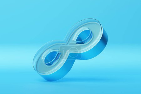 Photo for 3D illustration of a blue volumetric infinity sign on a monochrome background - Royalty Free Image