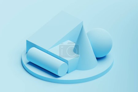 Photo for 3D illustration Simple volumetric geometric shapes: sphere, cylinder, cube - Royalty Free Image
