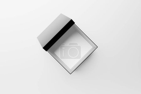 Téléchargez les photos : Vue de dessus réaliste d'une boîte blanche. Ouvrez la maquette du cube blanc. Modèle de conteneur carré, illustration 3d - en image libre de droit