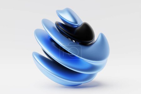 Téléchargez les photos : Illustration 3D d'une forme bleue. Forme fantastique Formes géométriques simples - en image libre de droit